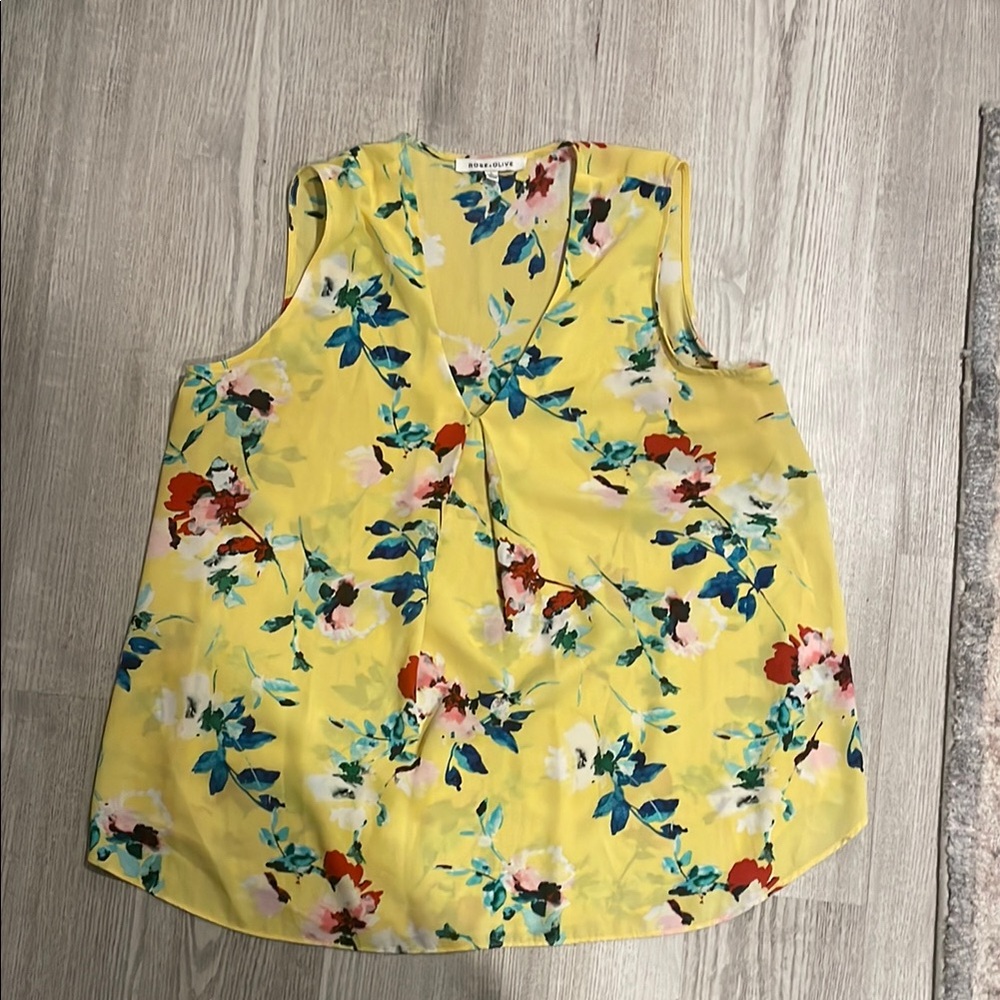 Floral Yellow Sleeveless Top